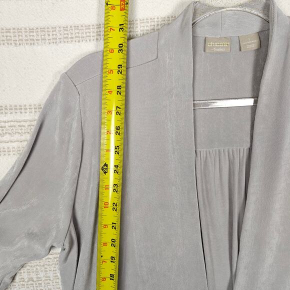 Chico’s Silver Open Front Cardigan Jacket Size 1 (8-10) NEW - Picture 4 of 7